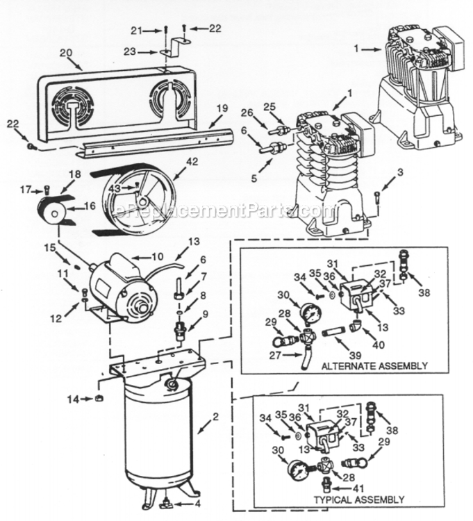 Page A Diagram and Parts List for VT6224  Campbell Hausfeld Compressor